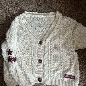 Taylor Swift White Cable Knit Sweater